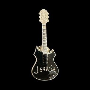 Jerry Garcia Guitar Pin Black Enamel Silver Tone